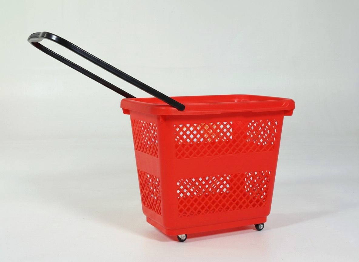 54 Litre Tekerlekli Plastik El Sepeti – Kırmızı