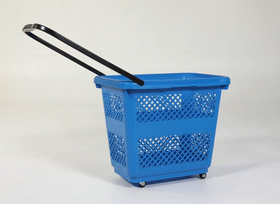 54 Litre Tekerlekli Plastik El Sepeti – Mavi