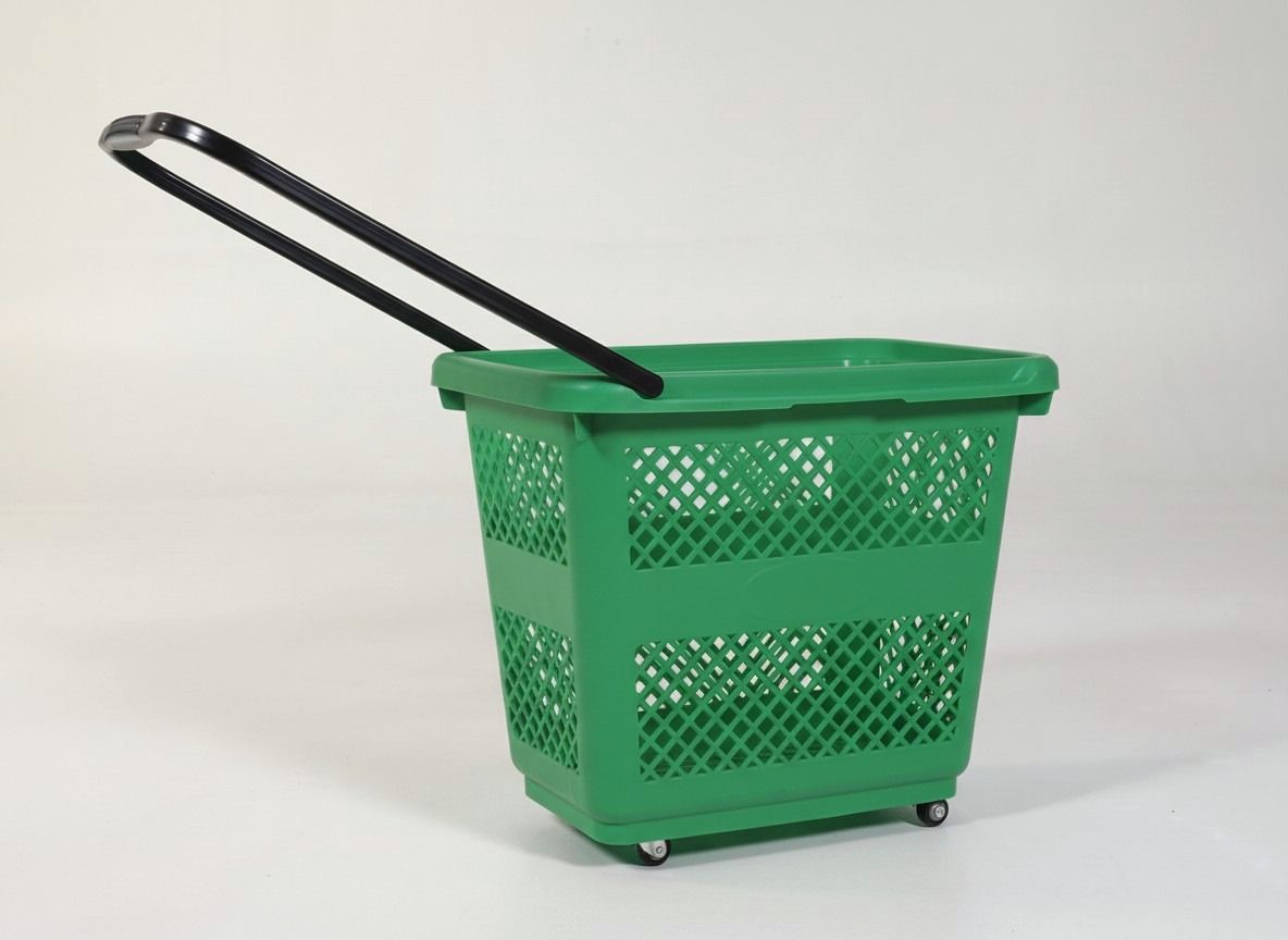 54 Litre Tekerlekli Plastik El Sepeti – Yeşil