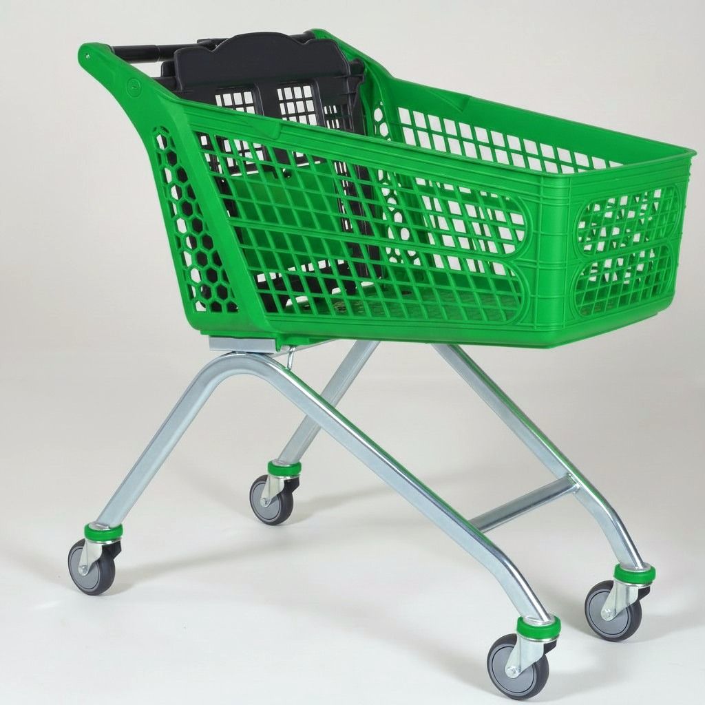 100 Litre Plastik Market Arabası, Profil Şaseli – Yeşil