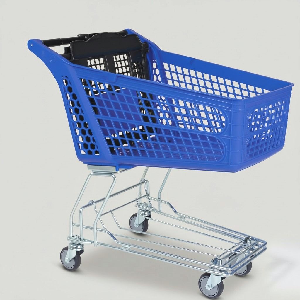 100 Litre Plastik Market Arabası, Tel Şaseli – Mavi
