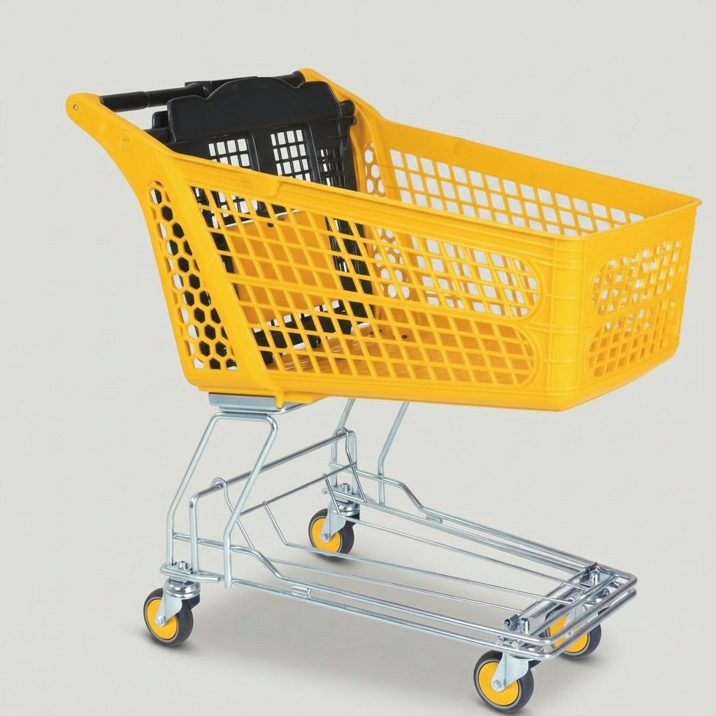 100 Litre Plastik Market Arabası, Tel Şaseli – Sarı