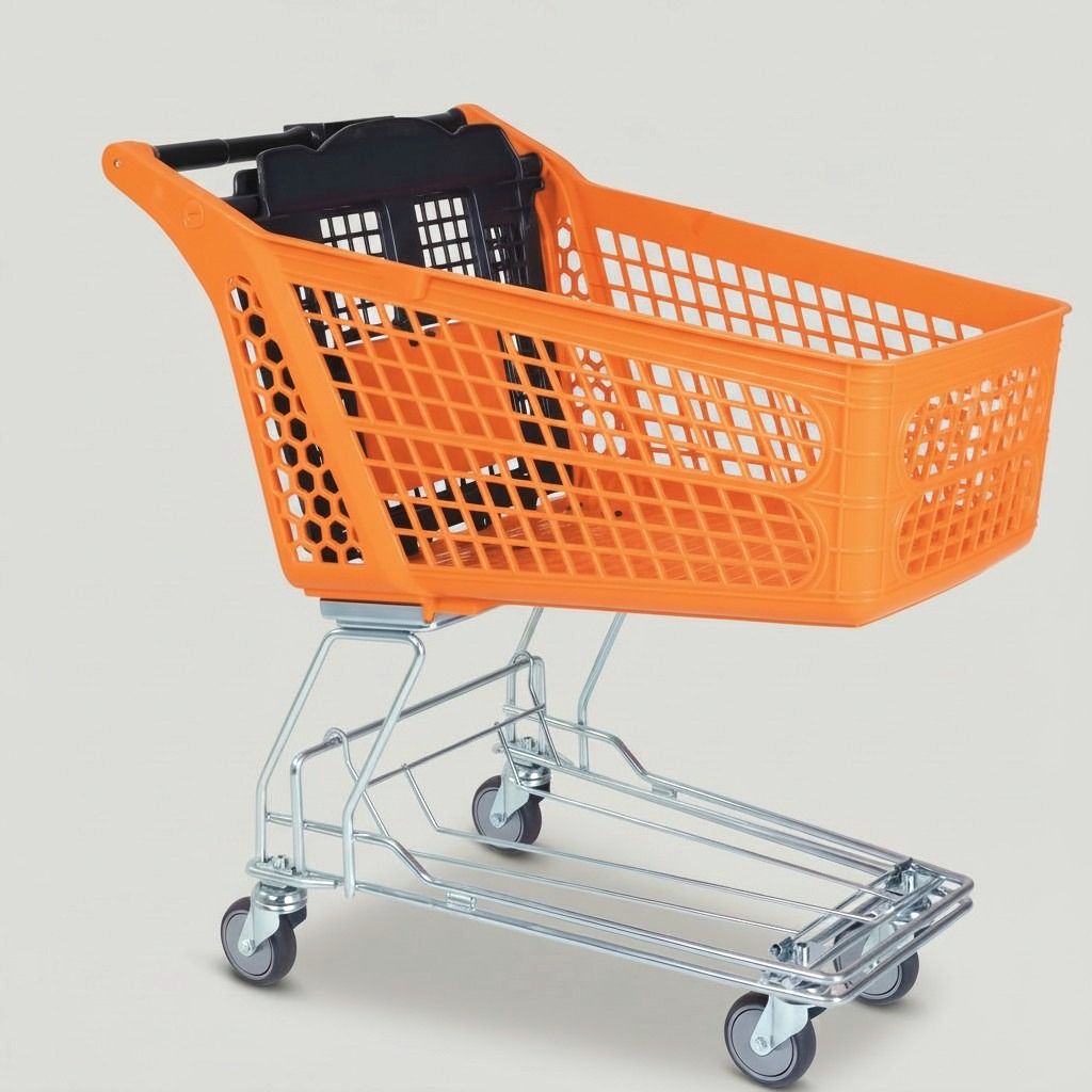 100 Litre Plastik Market Arabası, Tel Şaseli – Turuncu
