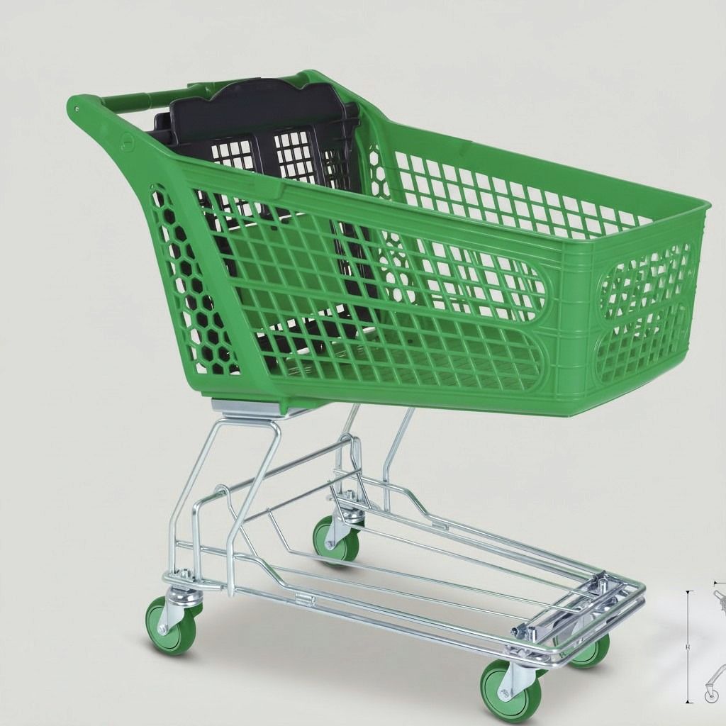 100 Litre Plastik Market Arabası, Tel Şaseli – Yeşil