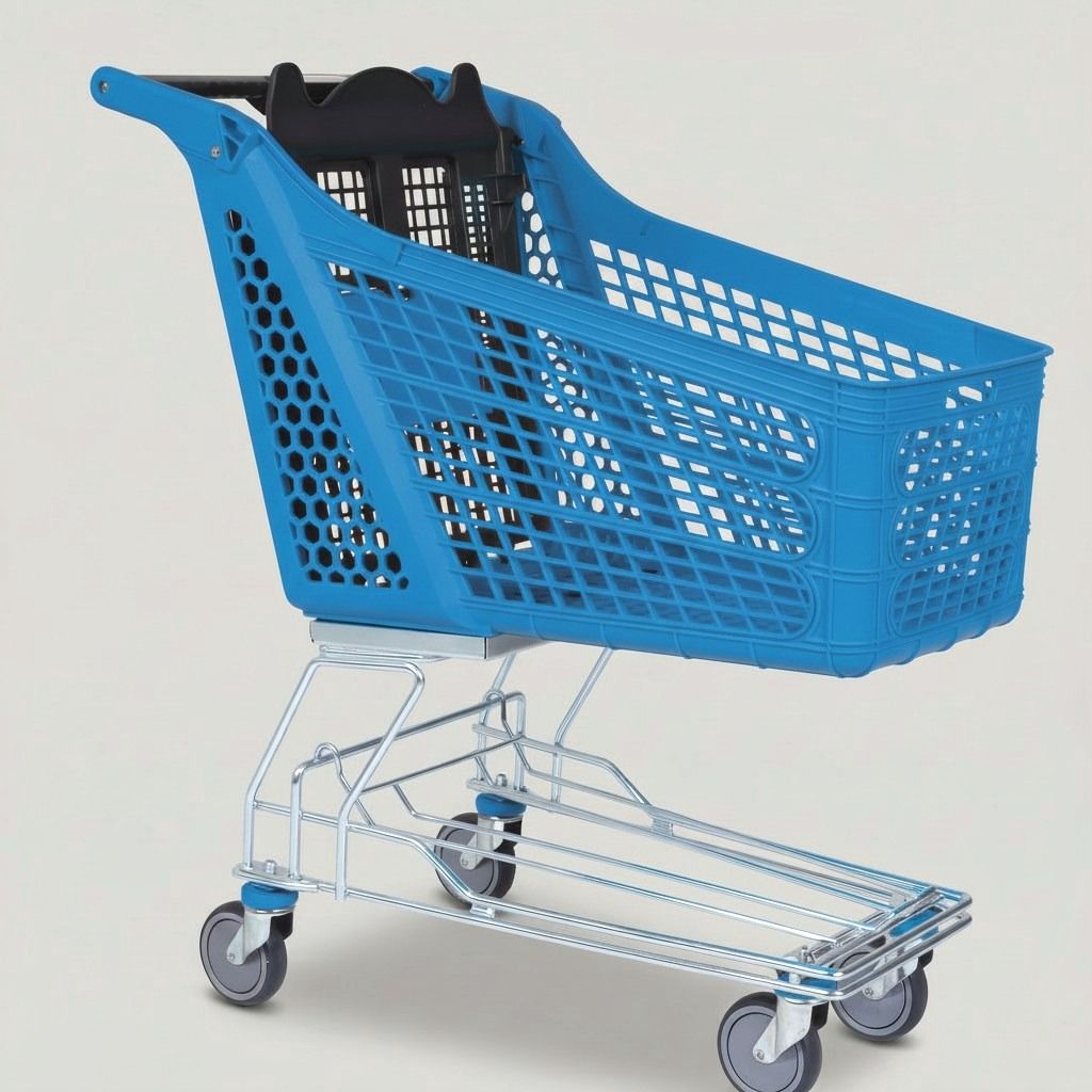 150 Litre Plastik Market Arabası, Tel Şaseli – Mavi