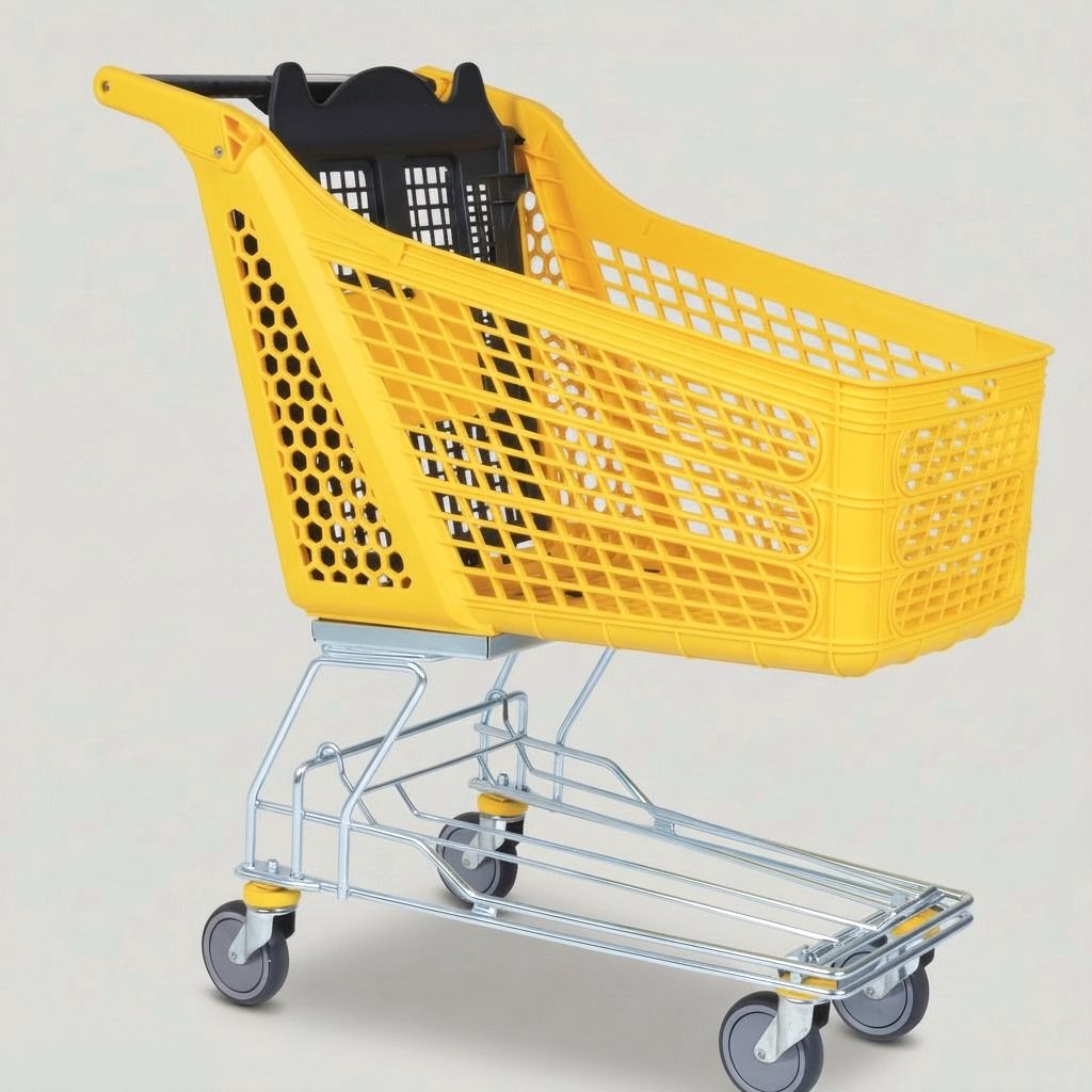 150 Litre Plastik Market Arabası, Tel Şaseli – Sarı