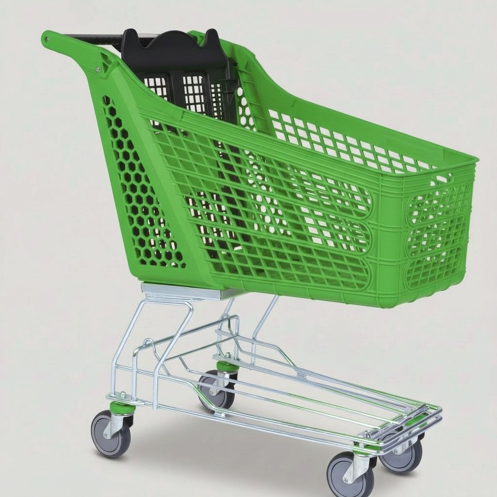 150 Litre Plastik Market Arabası, Tel Şaseli – Yeşil